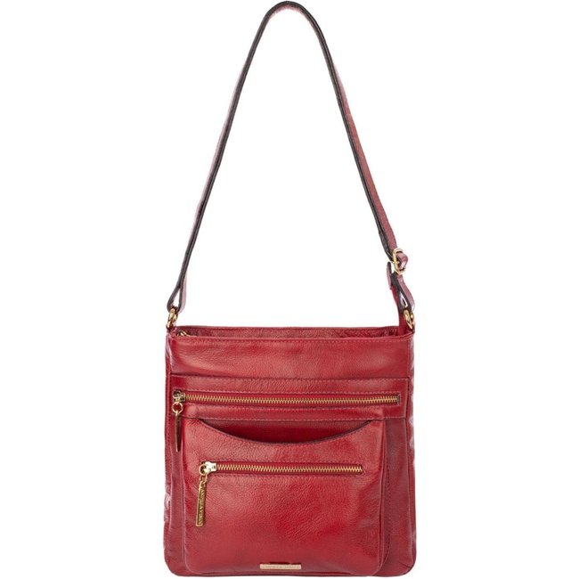 Bolsa tiracolo em couro liso Thais - Vermelho