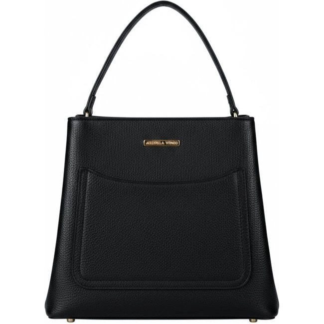 Bolsa de mão em couro liso Madu - Preto