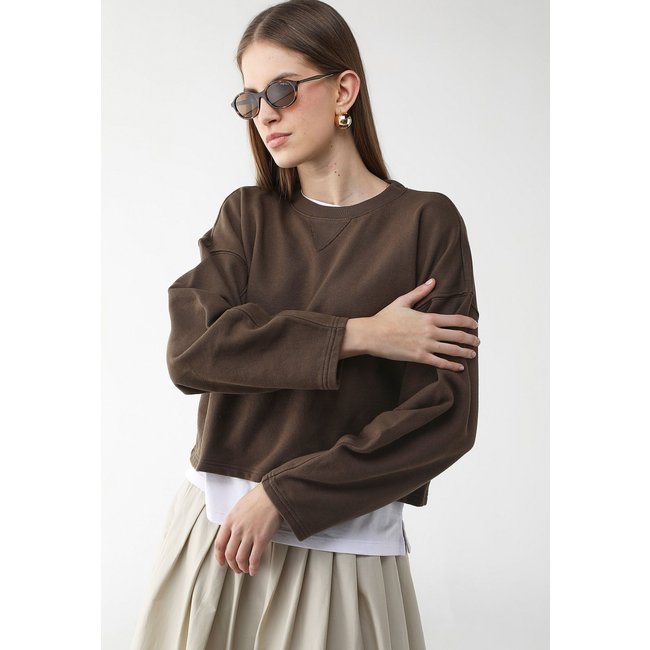Blusa de Moletom Fechada GAP Reta Lisa Marrom
