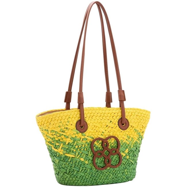 Bolsa Feminina Chenson Palha Ombro Media Praia Piscina Verão Amarela 3184578