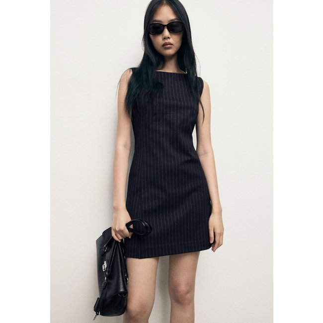 Vestido Feminino Mango Brad Risca de Giz Preto