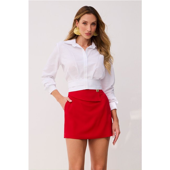 Camisa Cropped Lisa Com Barra Na Cintura Branco Charry
