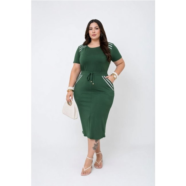 Conjunto Feminino D Bell Outlet Fashion Camisa e Saia Verde