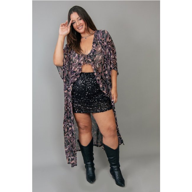 Short Saia Com Franzido De Paetê Preto marinaegabriella