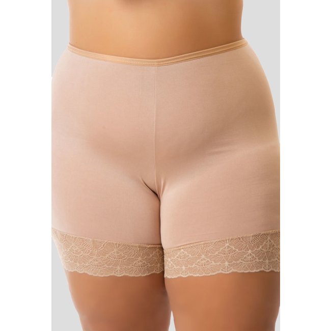 Short Anágua Plus Size MdMix Modeladora Cintura Alta Bege