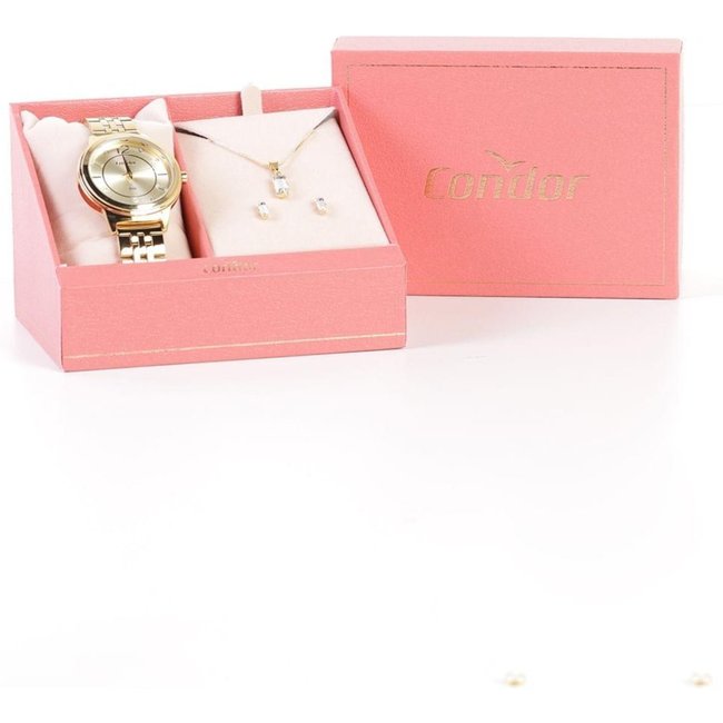 Kit Relógio+Acessório Condor Feminino Dourado/ UNICO