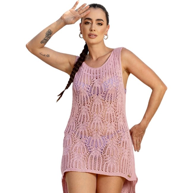 Blusa Canoa Saída de Praia Curta Tricot Modão Verão