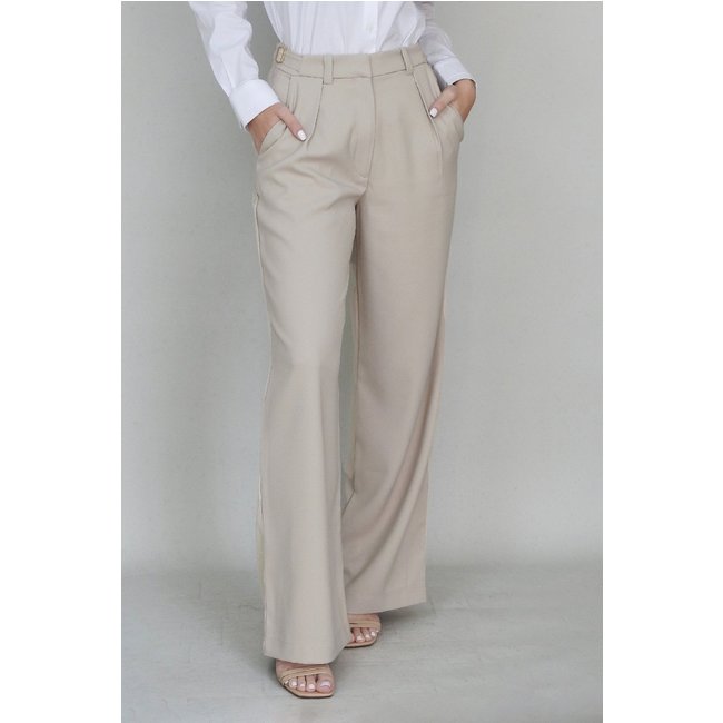 Calça Sevilha Pantalona Alfaiataria Conigli Bege