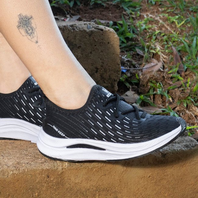 Tênis Feminino Academia Caminhada treino Corrida Casual Preto