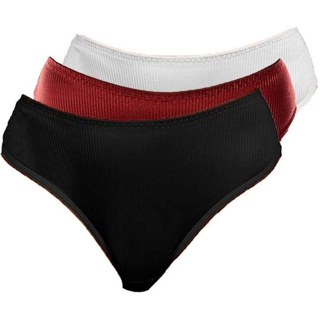 Kit com 3 Calcinhas Alta Abrupt Demillus 56096 Vermelho