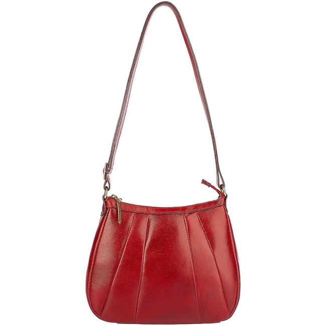 Bolsa transversal em couro liso Greice - Vermelho