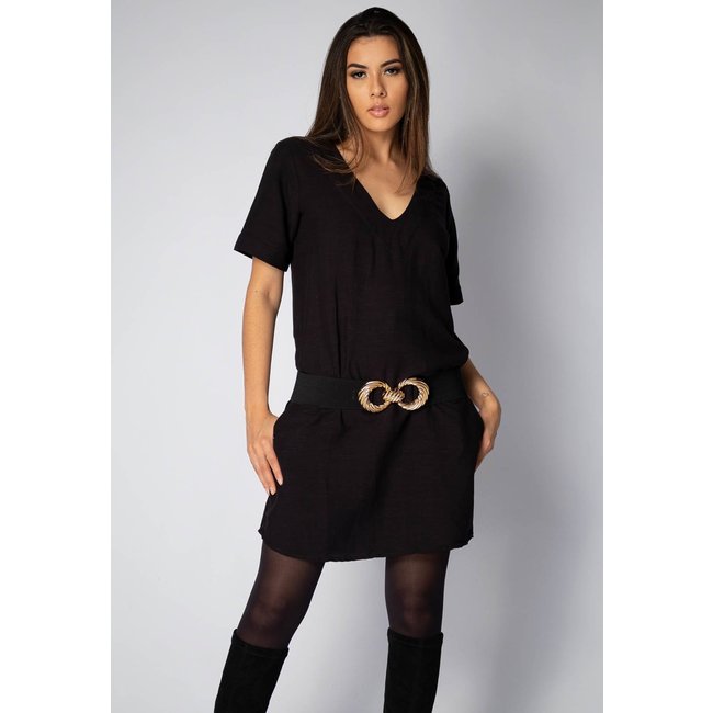 Vestido Amazonia Vital Chemise Curto Viscose Jabuti com Bolso Preto
