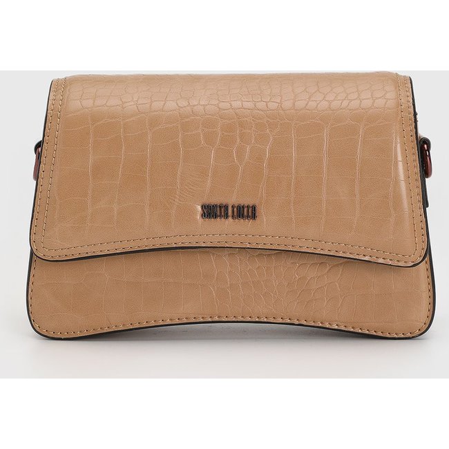 Bolsa Feminina Santa Lolla Alça Ajustável Croco Nude