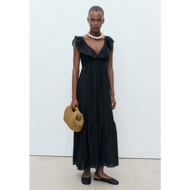 Vestido Mango Midi Romana Preto