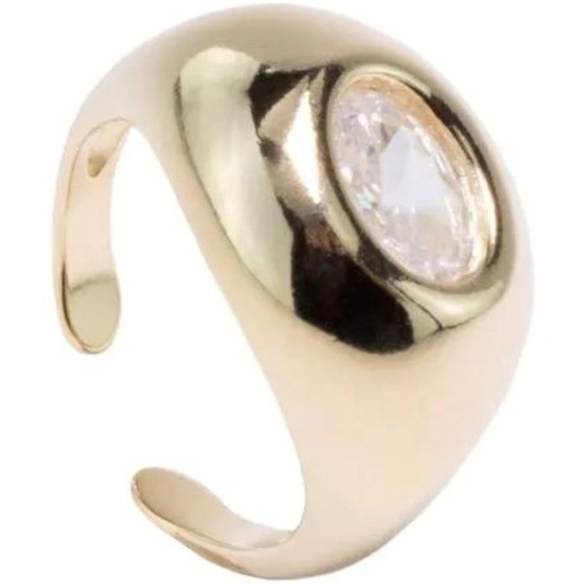 Infantil - Anel de Dedinho Ajustável com Cristal Semijoia Banhada a Ouro 18k Ania Store