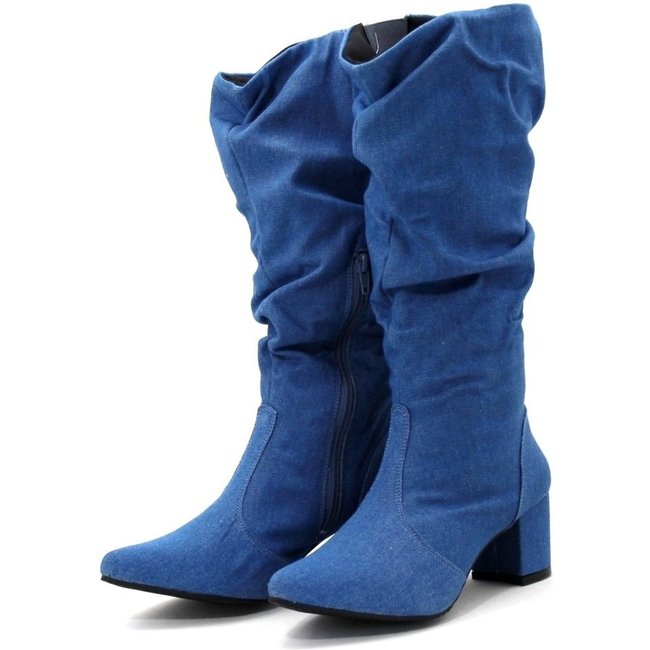 Botas Femininas Sloutchy Lirom Jeans Cano Alto Confortável