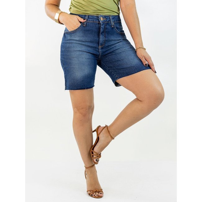Bermuda Feminina Jeans Alta Elastano Algodão Anticorpus