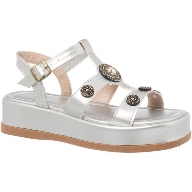 Sandália Papete Flatform Feminino Almofadada Plataforma Moda Prata
