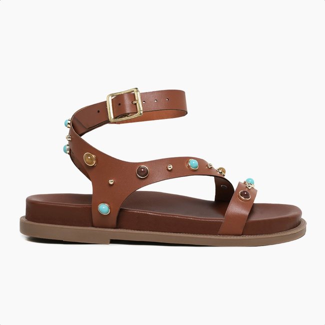 Sandália Papete Feminina Amarena Terra Detalhe Bold Acessories