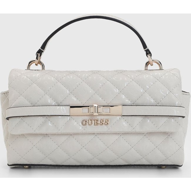 Bolsa Média Guess Matelassê Monograma Off White