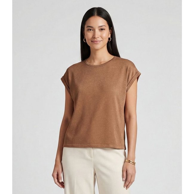 Blusa Feminina Manga Cavada Infinita Cor Marrom