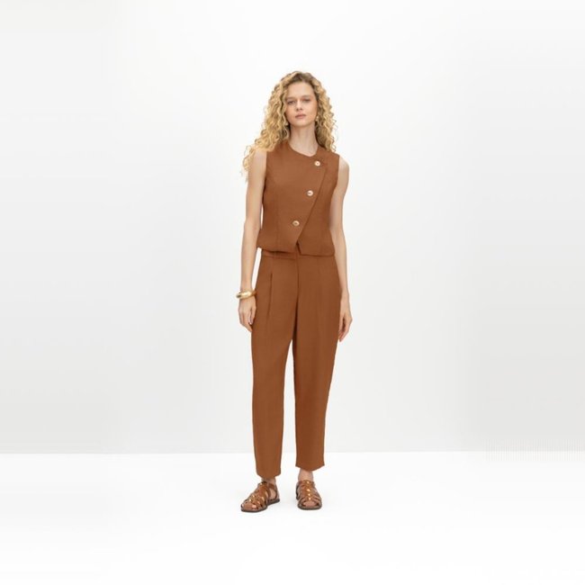Calça feminina em viscose Essendi Marrom