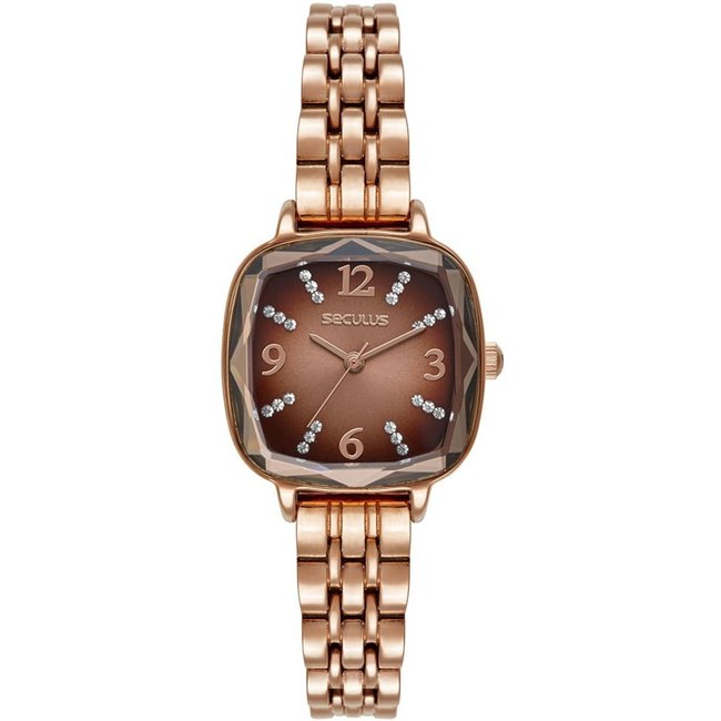Relógio Feminino Quadrado Vintage Rosé Seculus
