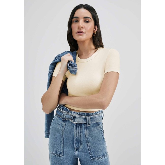 Kit Com 2 Blusas Básicas Femininas Cropped Em Ribana Canelada