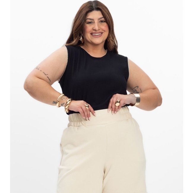 Regata em Viscose Feminina Plus Size Secret Glam Preto