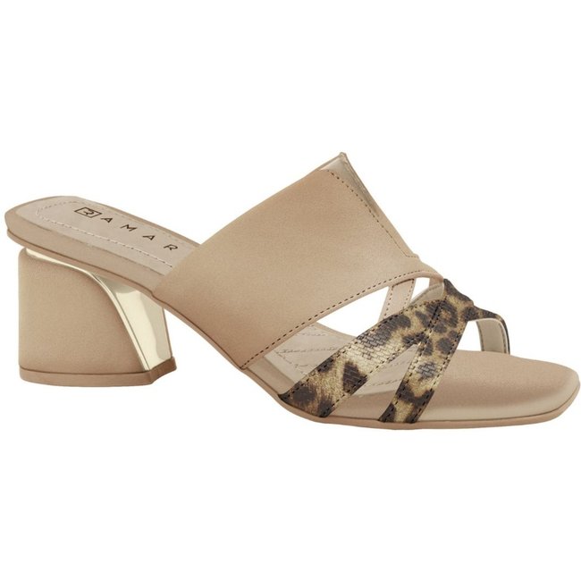 Tamanco Feminino Camel Salto Médio Bloco Ramarim 2528101-6
