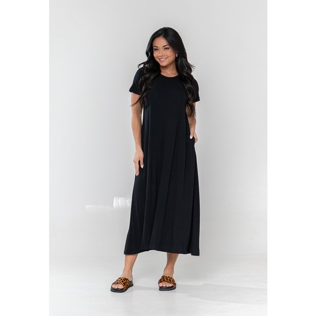 Vestido Aura Midi New Bolsos Preto