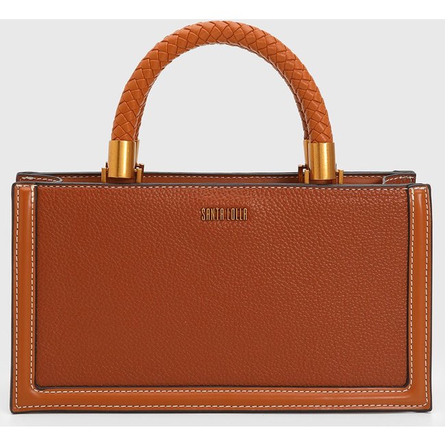 Bolsa Grande Feminina Santa Lolla Alça Trançada Caramelo