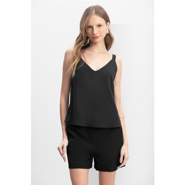 Blusa Feminina Regata Creponada Essendi Preto Preto