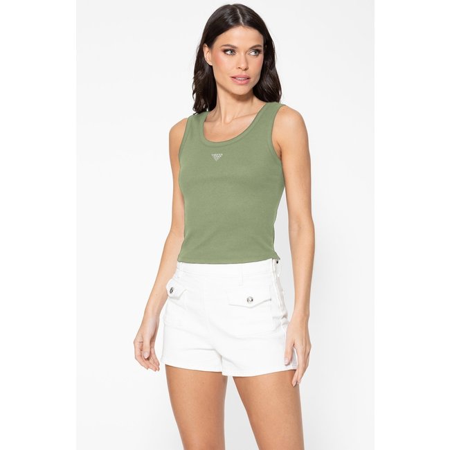 Regata Guess Rib Triang Hot Fix Cropped Verde Claro
