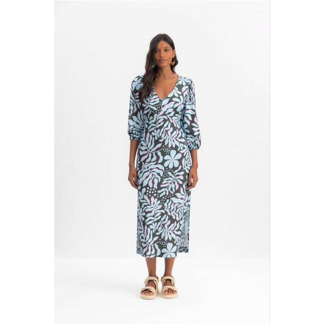 Vestido Feminino Midi Floral Essendi Verde Escuro Verde