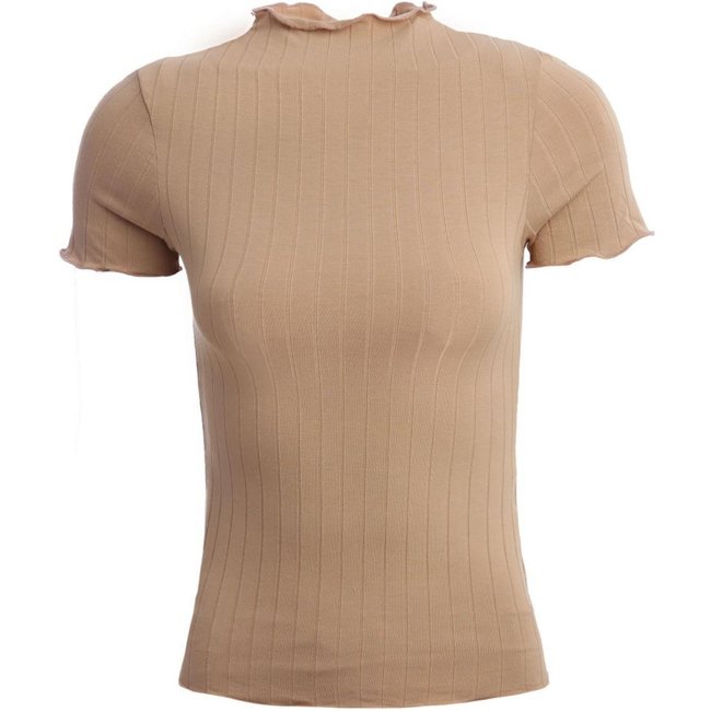 Blusa Canelada Manga Curta Autentique Feminina AREIA