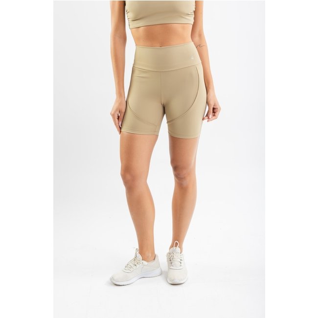 Bermuda Fitness Cós Alto com Bolso Bege