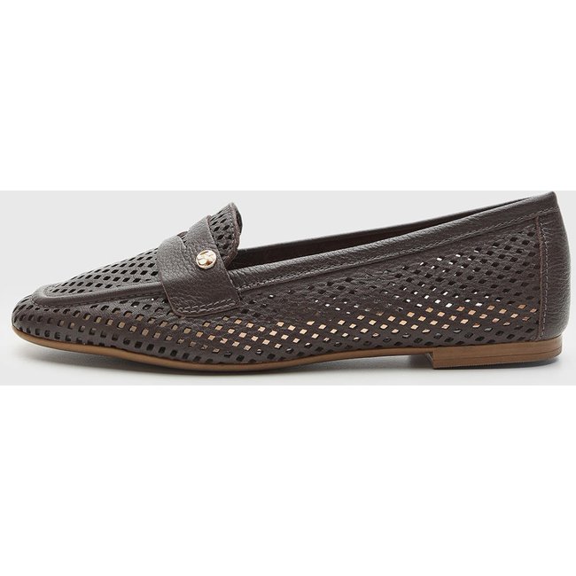 Mocassim Feminino Bottero Detalhe Metálico Vazado Marrom