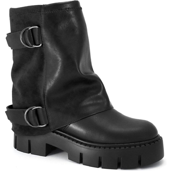 Bota Feminina Tratorada Robusta Moderna com Sobreposição Ramarim 2667135 - Preto