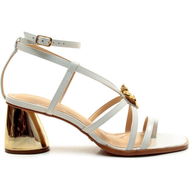 Sandália Couro Branco Salto Bloco Cecconello 2805001-1