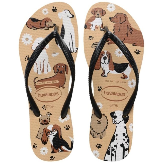 Chinelo Feminino Havaianas Pets Dourado/Preto Dourado