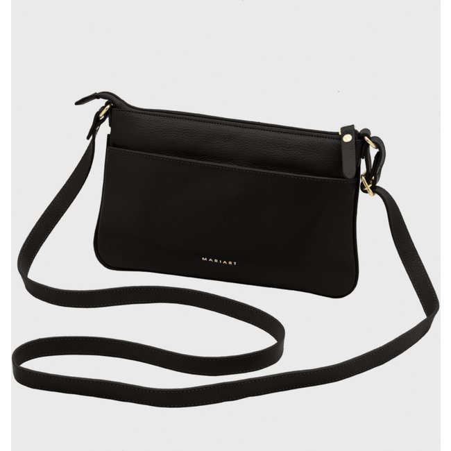 Bolsa Transversal Couro Mariart Girassol Preta