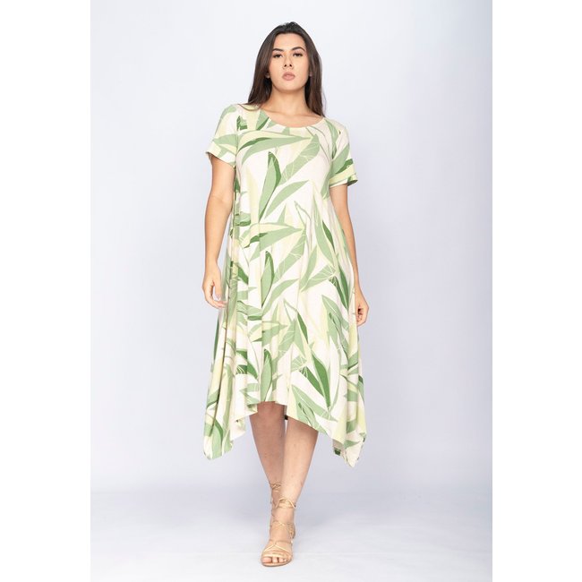 Vestido CabanaFree Saruel Malha Manga Curta Estampa Verde Selvagem