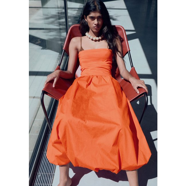 Vestido Mango Midi Luigi Laranja