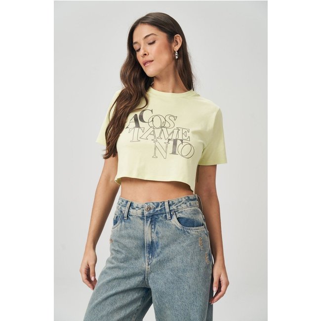 T-Shirt Cropped Distorted Font Feminina Acostamento