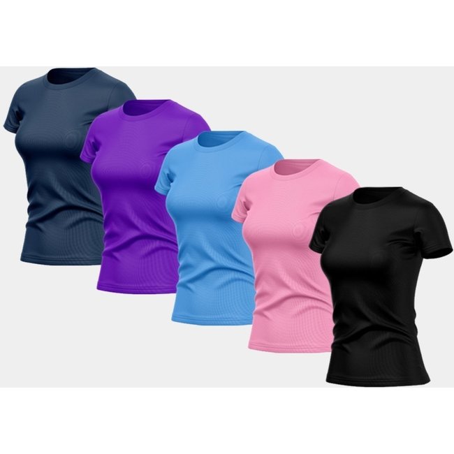 Kit 5 Camisetas Feminina Dry Fit Básica Lisa Proteção Solar UV Térmica Blusa Academia Esporte Camisa