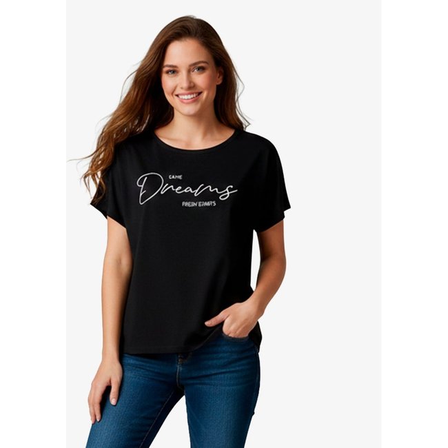 Blusa Feminina Manga Curta Infinita Cor Preto