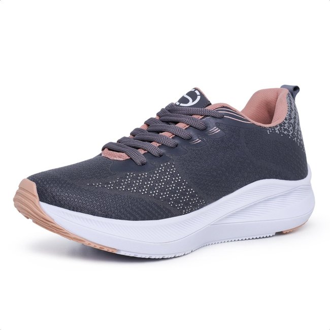 Tênis Meia Feminino Esportivo Caminhada Academia Grafite Nude