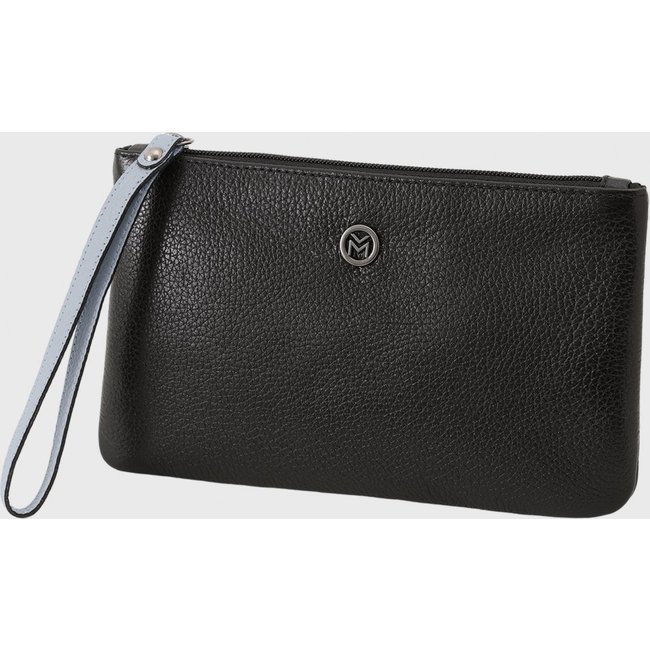 Bolsa Carteira Clutch Couro Mariart 610 Preto/Azul
