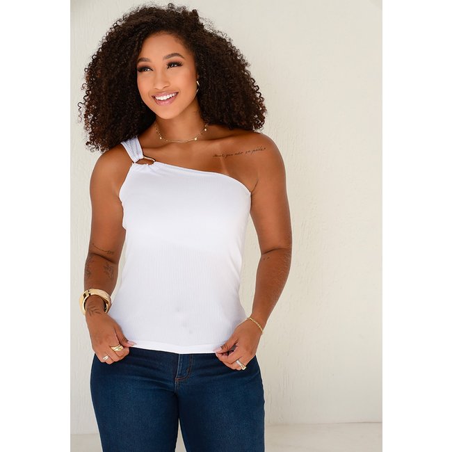 Blusa Brenda Um Ombro Só Branca